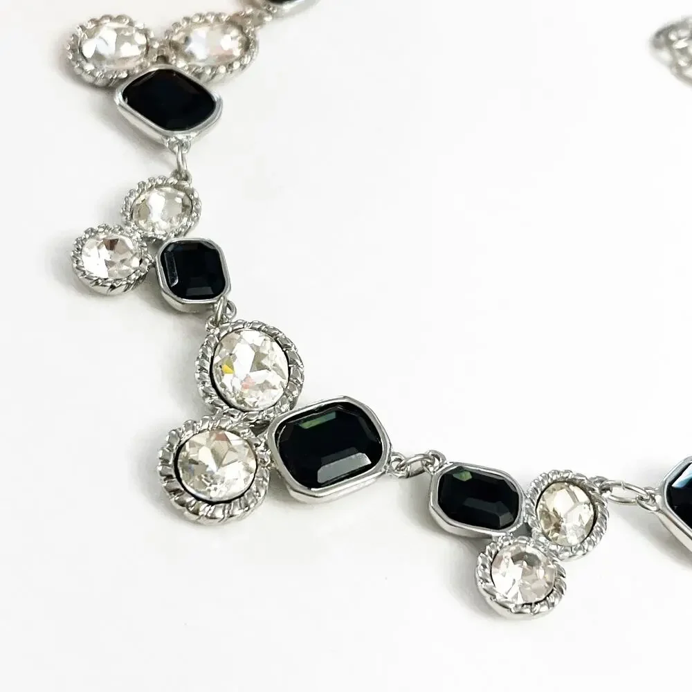 NEW White House Black Market Black & Crystal Statement Necklace